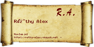 Réthy Alex névjegykártya