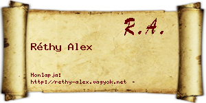 Réthy Alex névjegykártya